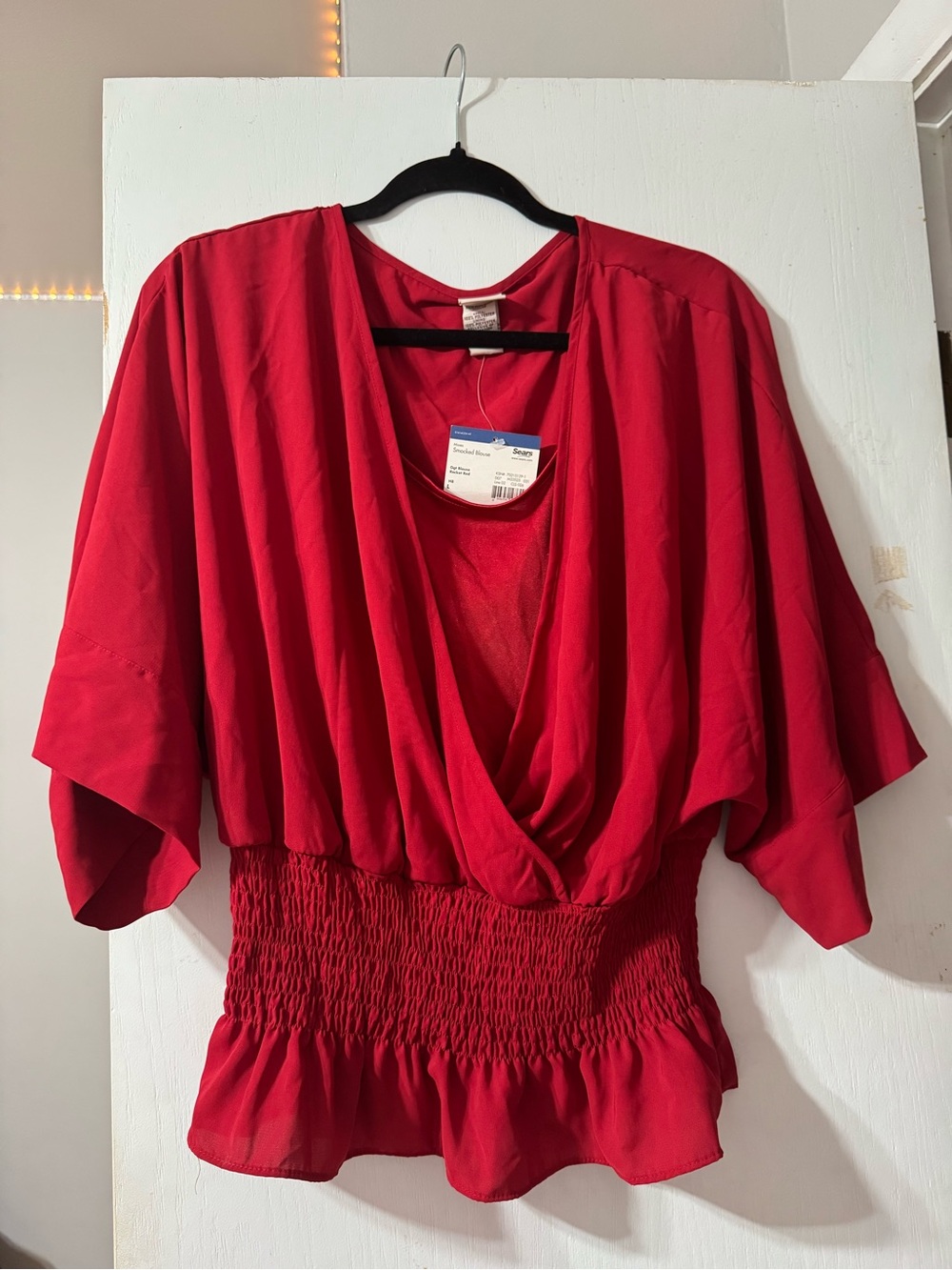 Red Smocked Blouse